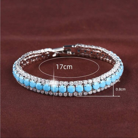 Light Blue Swarovski Elements Tennis Bracelet - Picture 3 of 4